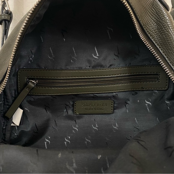 Simply Vera Olive Green Faux Leather Scale Embellished Zip Backpack Purse - Picture 7 of 14